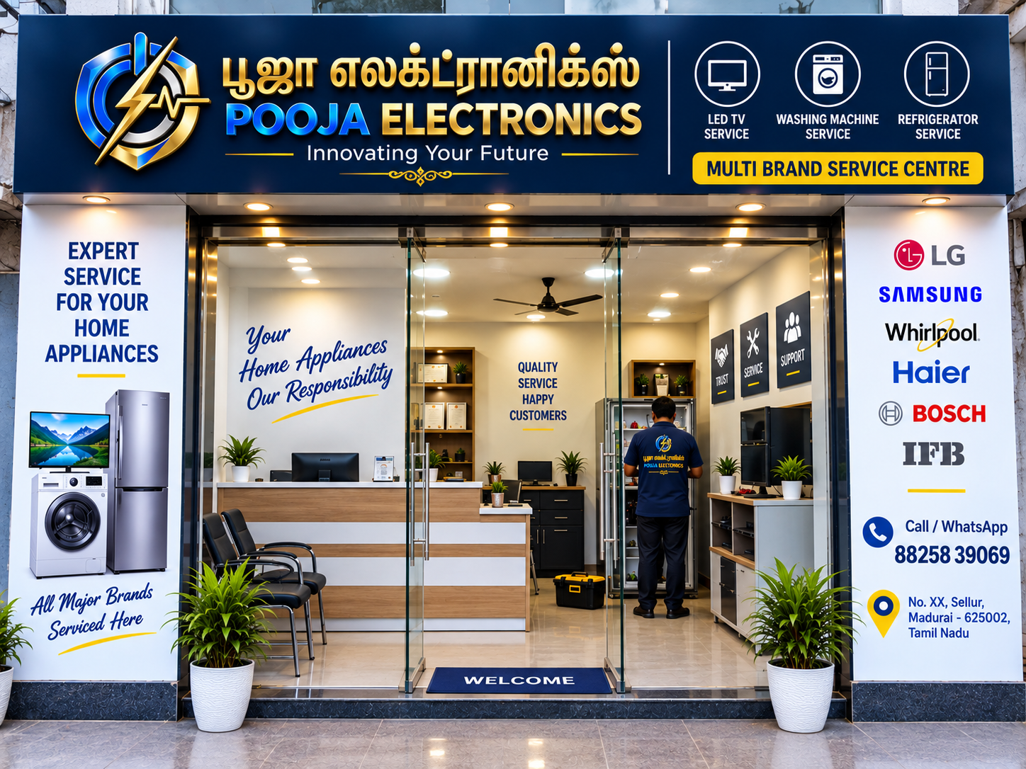 Pooja Electronics Service Centre — professional local service environment in Sellur, Madurai